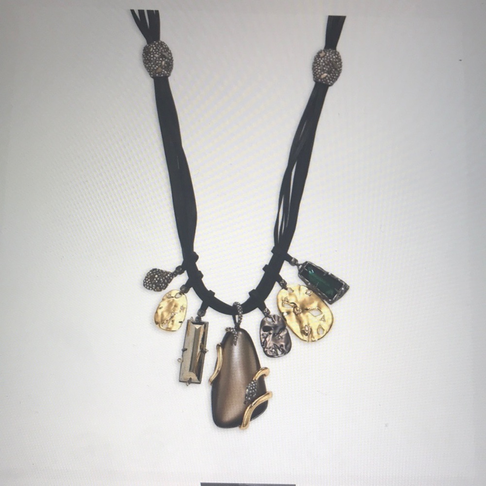 Alexis Bittar Swarovski Lucite Leather Necklace